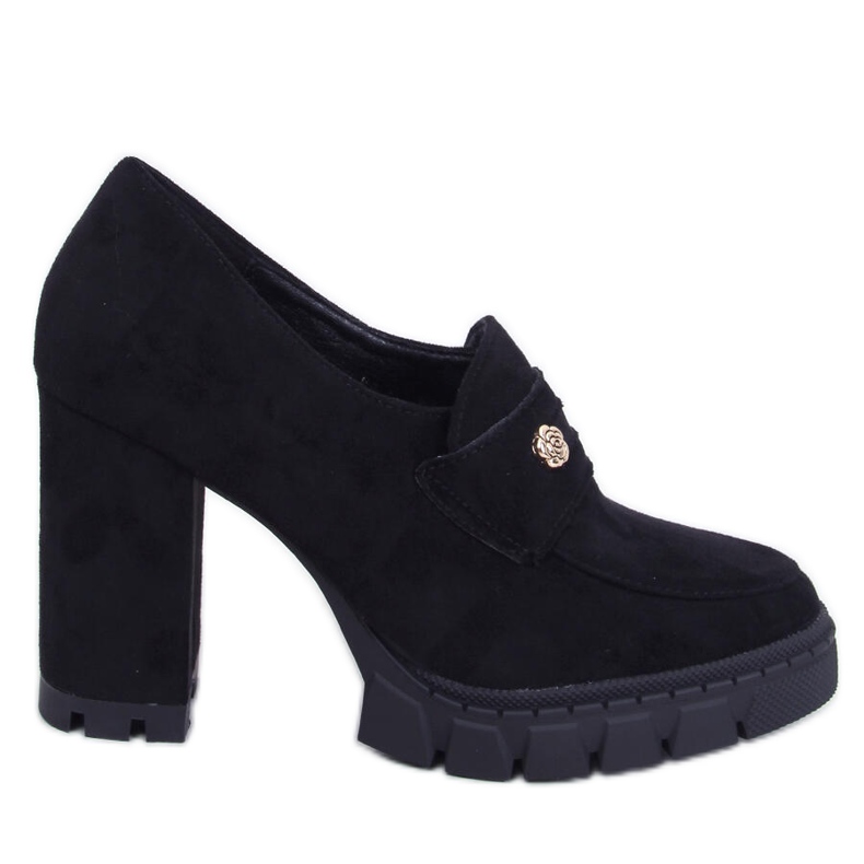 Lains Černé mokasíny na vysokém podpatku a platformě černá