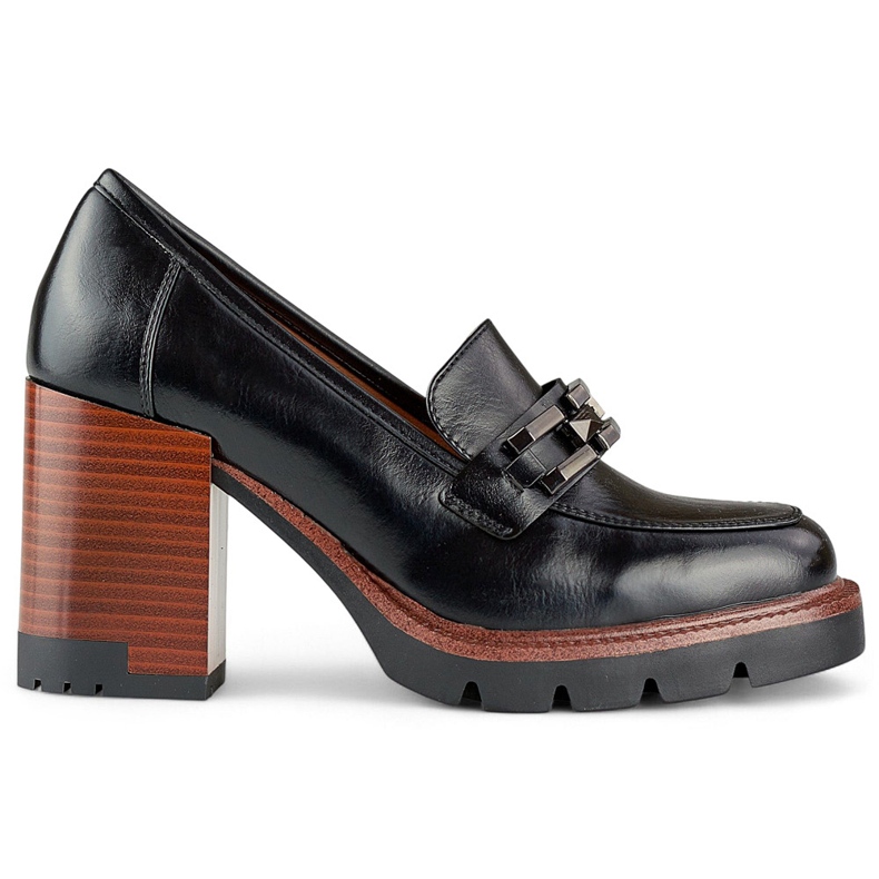 Černé mokasíny na silnějším podpatku a polobotky černá