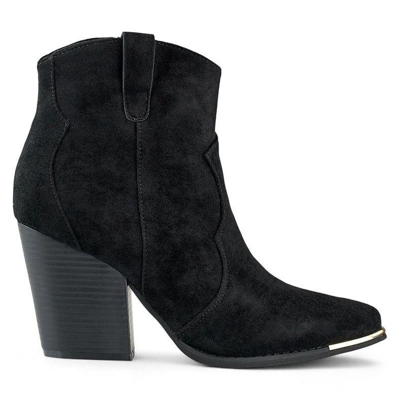 Černé klasické dámské semišové kovbojské boty na vysokém podpatku černá Černé klasické dámské semišové kovbojské boty na vysokém podpatku černá