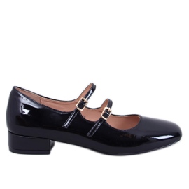 Páskové balerínky na vysokém podpatku Corigan Black černá