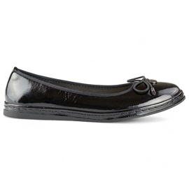 Dámské černé lakované balerínky s koženou stélkou, pohodlné dámské boty černá