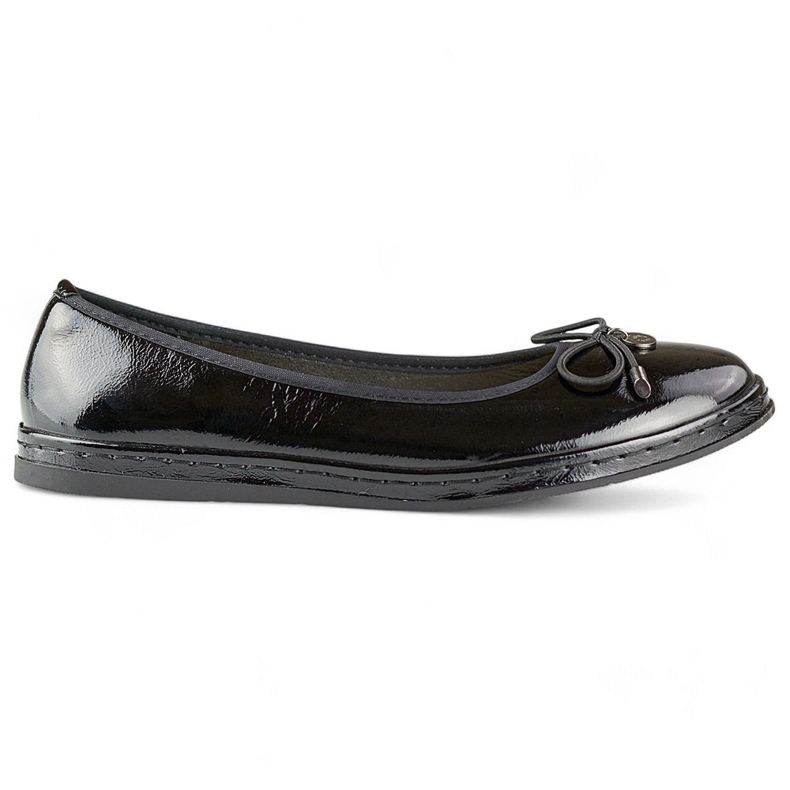 Dámské černé lakované balerínky s koženou stélkou, pohodlné dámské boty černá