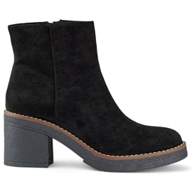 Černé klasické dámské kotníkové boty na vysokém podpatku černá Černé klasické dámské kotníkové boty na vysokém podpatku černá