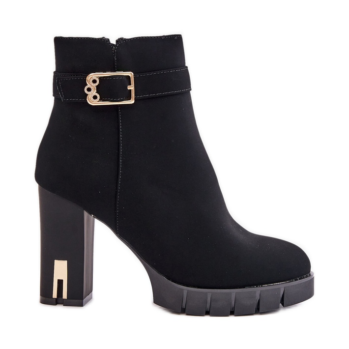 Zateplené dámské kotníkové boty se zlatou přezkou, černá Taitra
