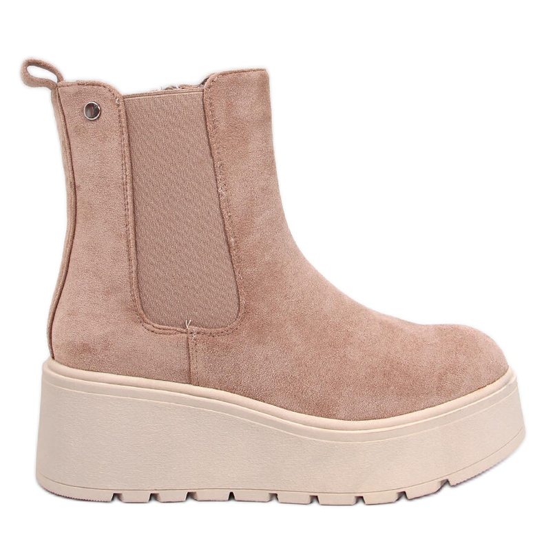 Chelsea boty na platformě Ronda Khaki béžový