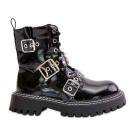 Patent Worker Boty S Přezkami Black Serizia černý