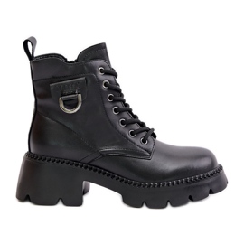 Dámské zateplené kozačky z přírodní kůže Vinceza 41460 Black černá
