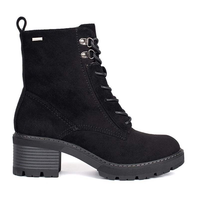 Černé semišové kotníkové boty se zavazováním černá