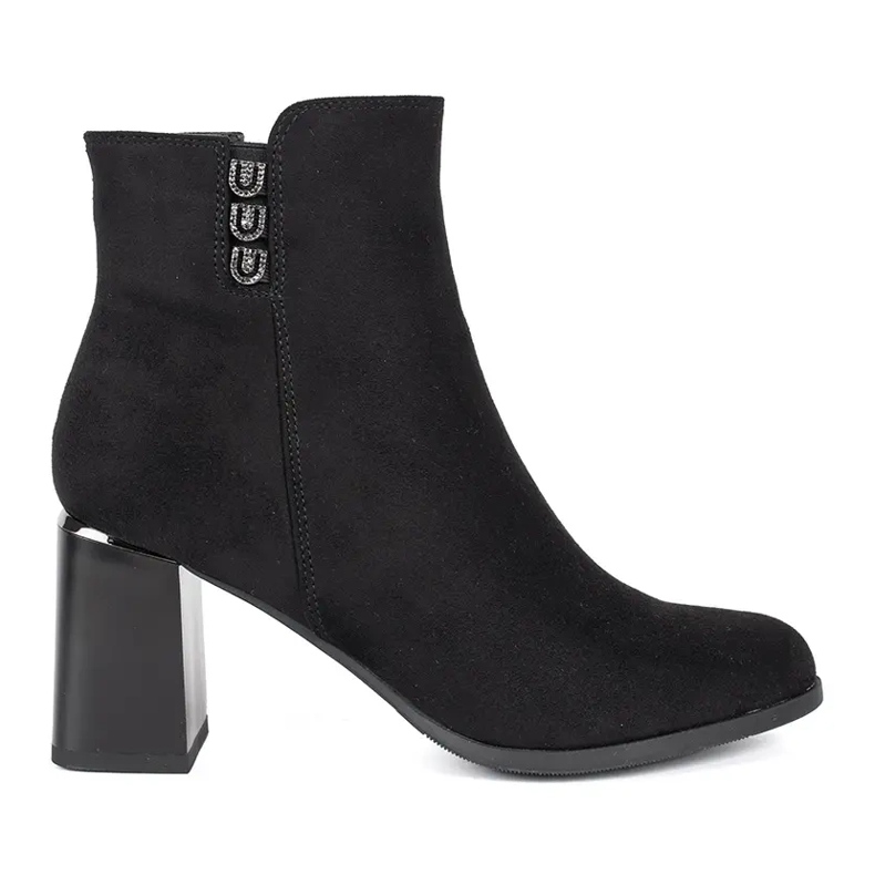 Semišové černé kotníkové boty černá