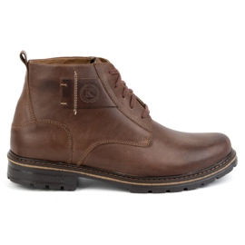 KOMODO Pánské zimní kožené kotníkové boty 935K Brown hnědý KOMODO Pánské zimní kožené kotníkové boty 935K Brown hnědý