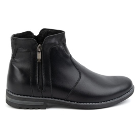 KOMODO Pánské kožené zimní boty, zateplené Chelsea boots 887K, černé černý