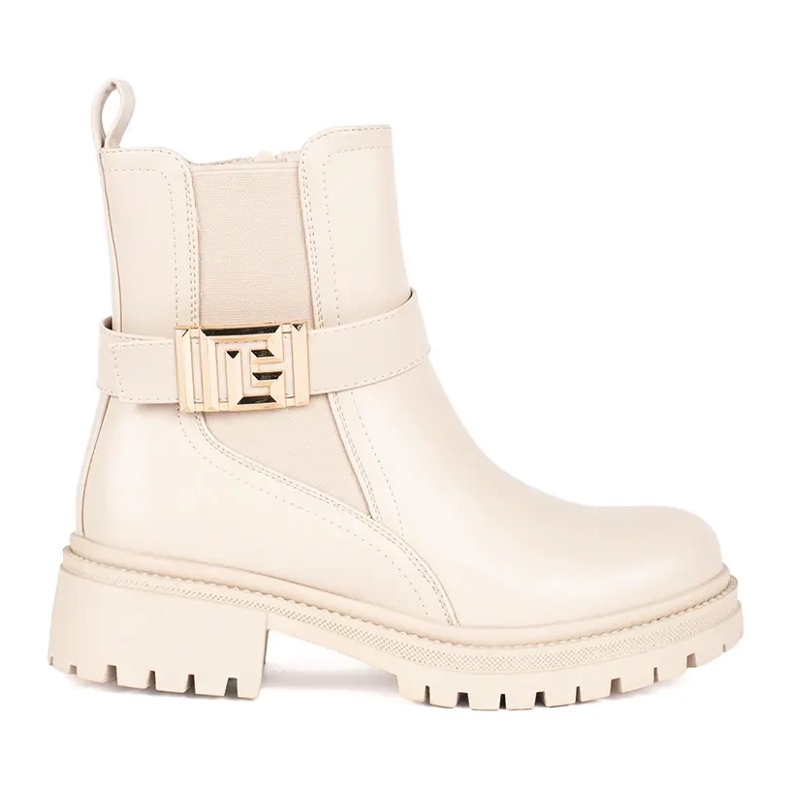 Seastar Krémové klasické kotníkové boty s ozdobným páskem béžový