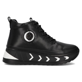 Kožené boty na platformě Filippo DBT4214/24 Bk Wh, černé Kožené boty na platformě Filippo DBT4214/24 Bk Wh, černé