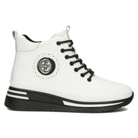 Kožené boty na platformě Filippo DBT4215/24 Wh, bílé bílý Kožené boty na platformě Filippo DBT4215/24 Wh, bílé bílý