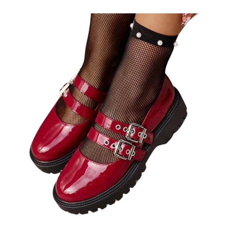 Dámské Boty s ramínky Patent Burgundy Terione červené