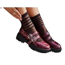 Dámské Boty s ramínky Patent Burgundy Terione červený