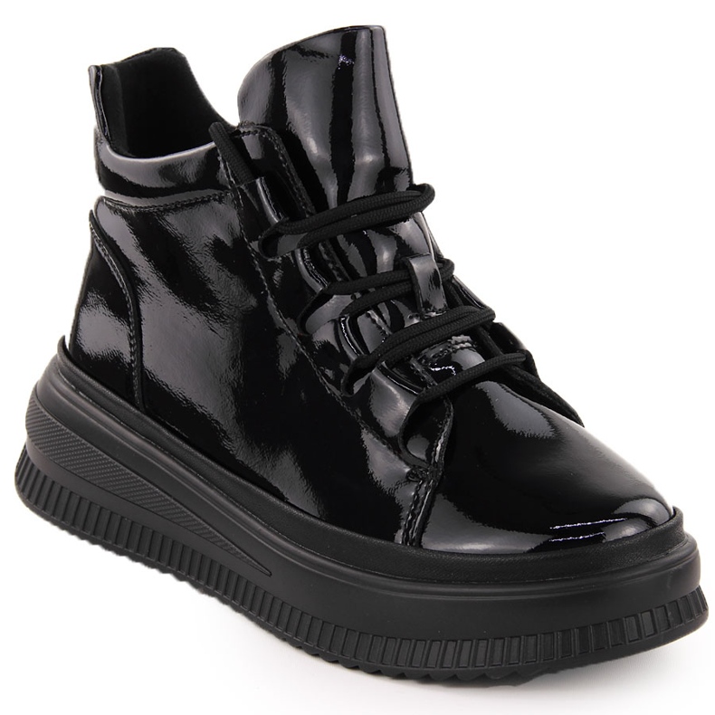 Dámské lakované zateplené černé kozačky Artiker 55C1049 černá