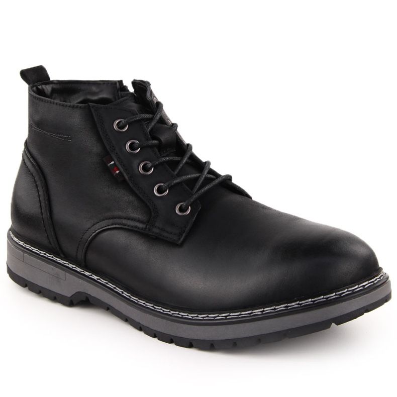 Pánské zateplené kožené boty, černé, T.Sokolski Z24-433 černá