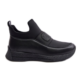 Kožené sportovní boty na platformě Black Artiker 55C0035 černý