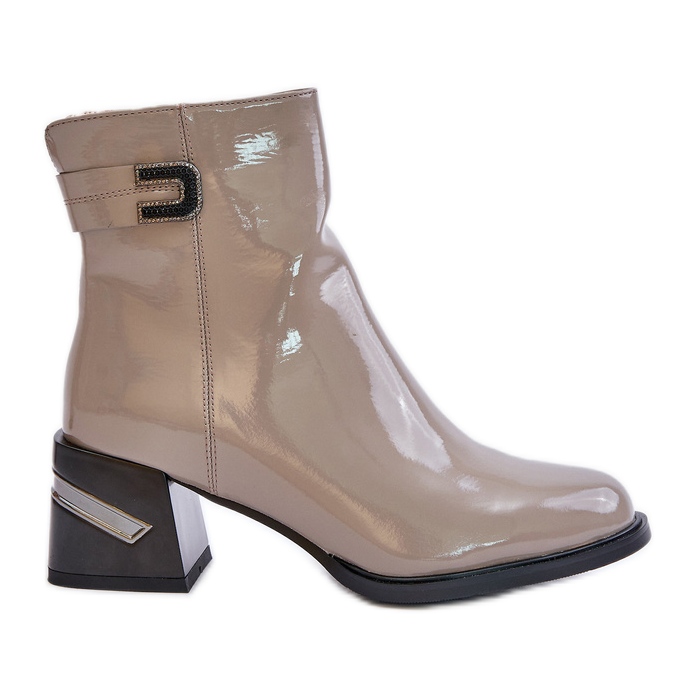 S.Barski Patentované zateplené boty na vysokém podpatku MR880-093 šedé šedá S.Barski Patentované zateplené boty na vysokém podpatku MR880-093 šedé šedá