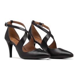 BUTDAM Černé taneční podpatky Xena se špičatou špičkou a pásky černá