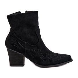 Kovbojské boty na vysokém podpatku, Eco Suede, Black Arabelline černý