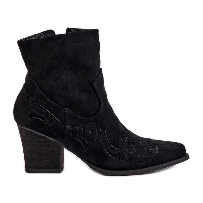 Kovbojské boty na vysokém podpatku, Eco Suede, Black Arabelline černá Kovbojské boty na vysokém podpatku, Eco Suede, Black Arabelline černá
