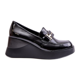 Mokasíny Vinceza 58337 Black Patent Wedge černý