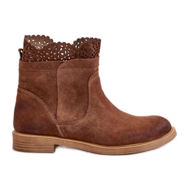 Nízké dámské ploché boty Suede Lewski 3624 Brown hnědý