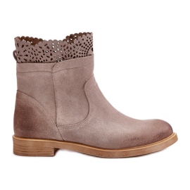 Lewski Shoes Nízké dámské ploché boty Suede Lewski 3624 Cappucino béžový