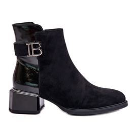 S.Barski Elegantní zateplené kozačky na vysokém podpatku MR880-040 Black černý