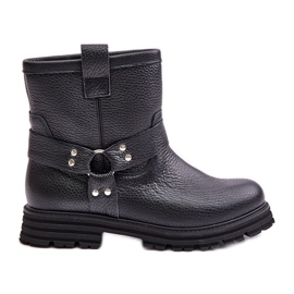 Kožené dámské ploché boty Lewski 3610 Black černý