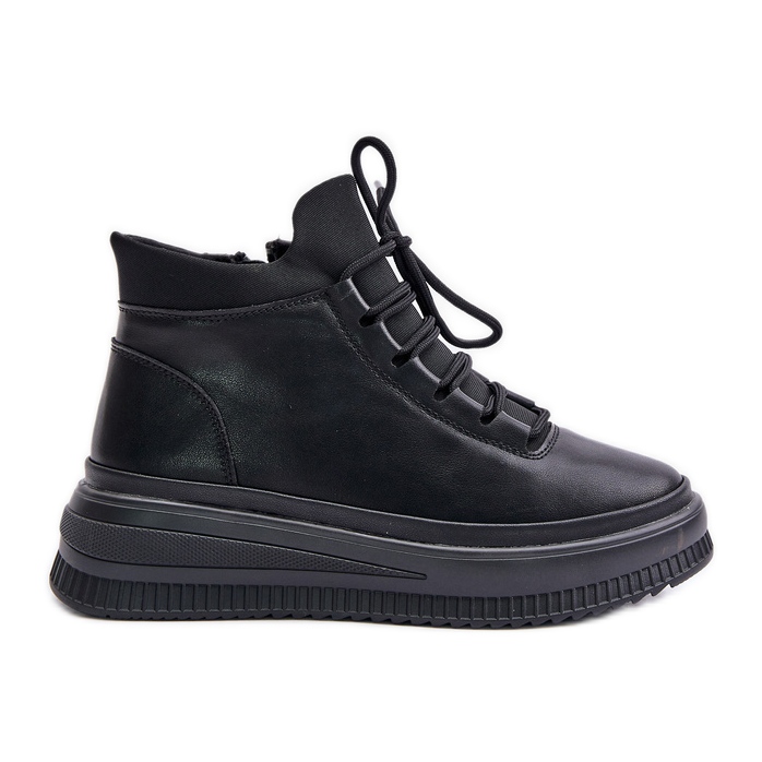 Lehká kožená sportovní obuv na platformě Artiker 55C1041 černá