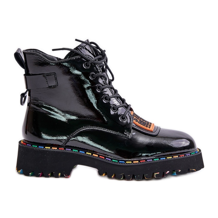 Patentované dámské traperské boty se zipem Leather Artiker 55C0517 Černá
