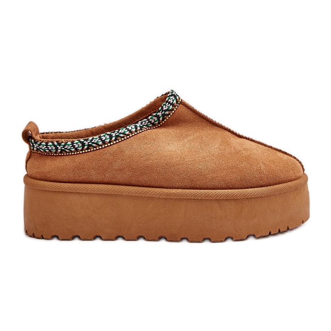 Dámské pantofle na platformě s výšivkou Camel Neroma béžový Dámské pantofle na platformě s výšivkou Camel Neroma béžový