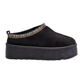 Dámské pantofle na platformě s výšivkou, černá Neroma černý