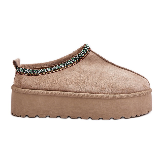 Dámské pantofle na platformě s výšivkou, béžová Neroma béžový