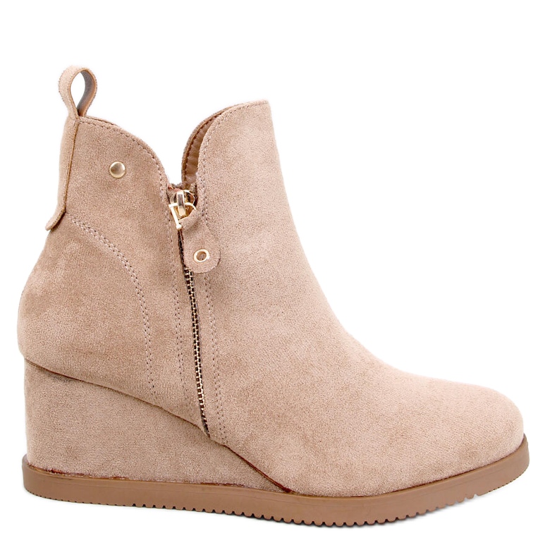 Semišové kotníkové boty Paxten Khaki na klínku béžový Semišové kotníkové boty Paxten Khaki na klínku béžový
