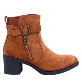 Klasické kotníkové boty Irving Camel na vysokém podpatku hnědý