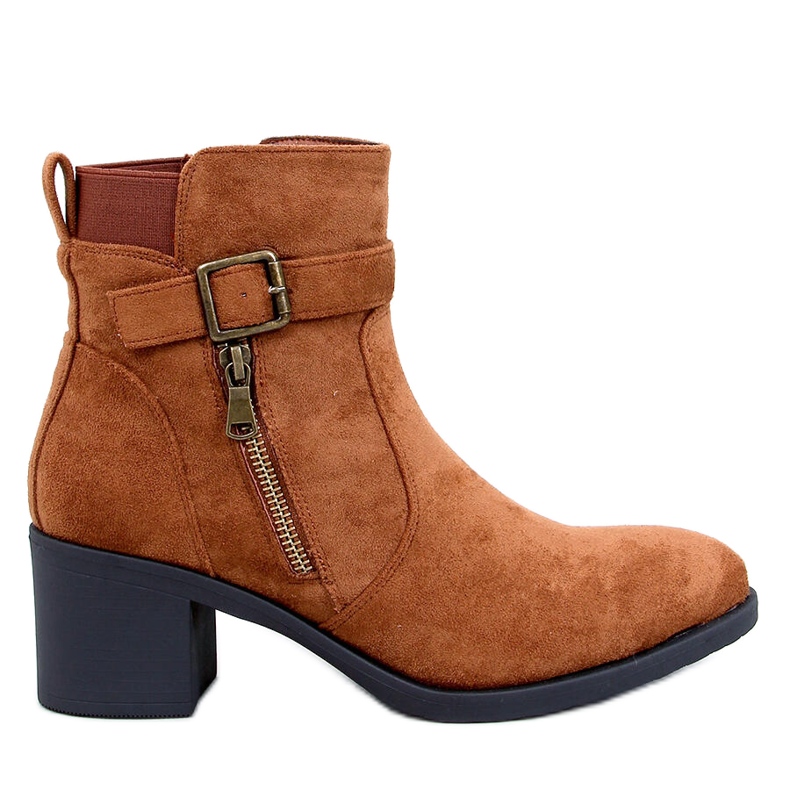 Klasické kotníkové boty Irving Camel na vysokém podpatku hnědý