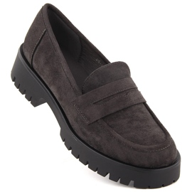 Dámské semišové mokasíny, šedé Potocki 12437 šedá Dámské semišové mokasíny, šedé Potocki 12437 šedá