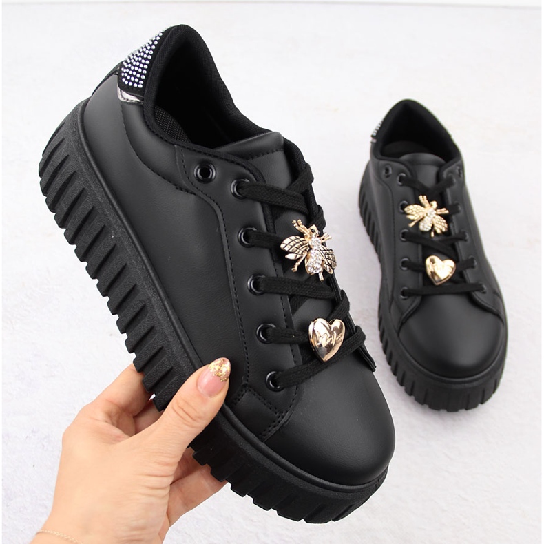 News Dámská sportovní obuv na platformě, černá NOVINKA 4756