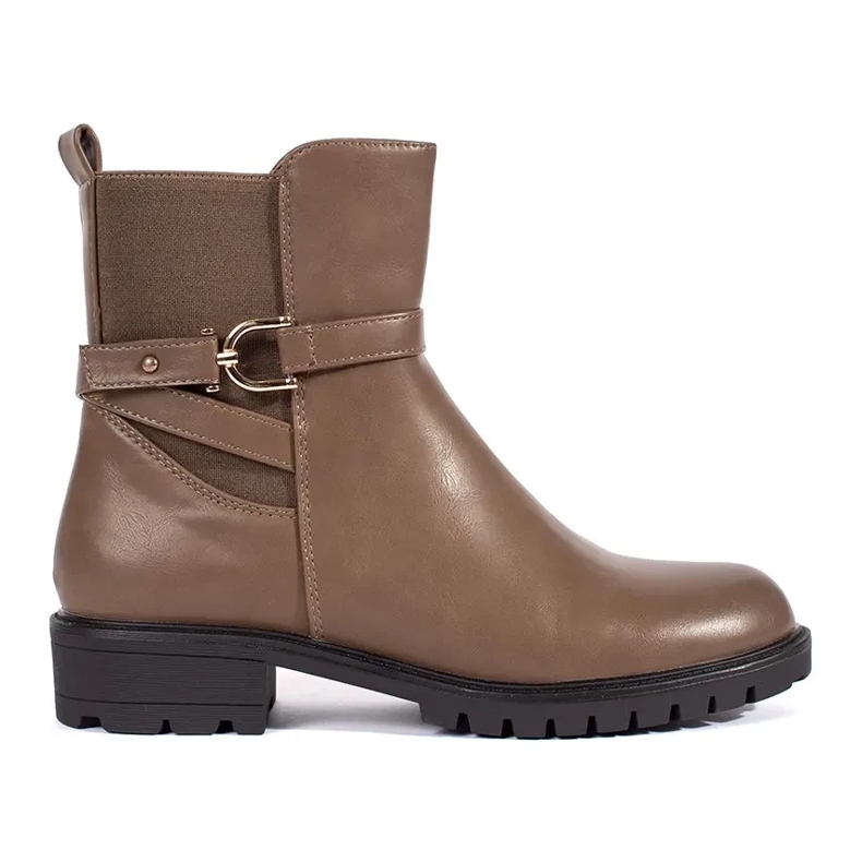 Hnědé vysoké dámské kotníkové boty hnědý