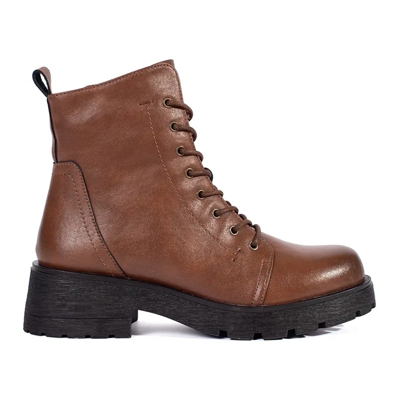 Kožené hnědé kozačky se silnou podrážkou Sergio Leone hnědý