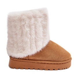 Crisie Dětské Sněhule S Kožešinou Camel hnědý