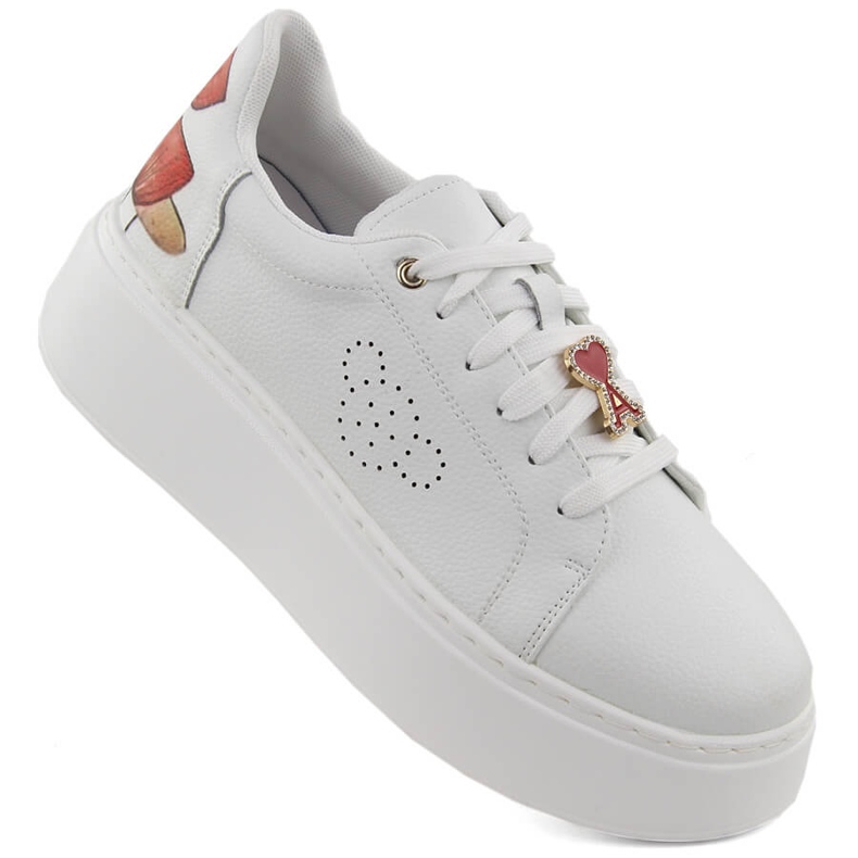 Kožená sportovní obuv na platformě, bílá Vinceza 89101 bílý Kožená sportovní obuv na platformě, bílá Vinceza 89101 bílý