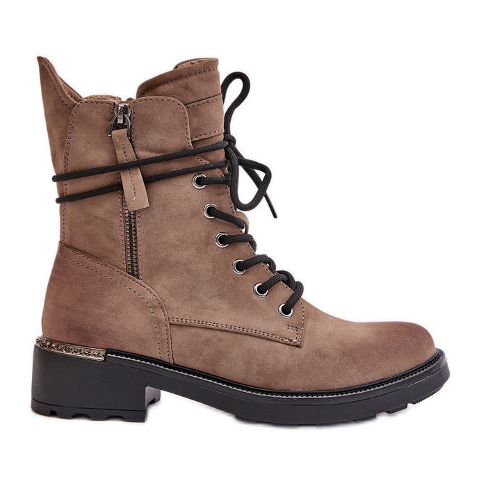 Vysoké pracovní kotníkové boty se zipy, tmavě béžová Maisa béžový Vysoké pracovní kotníkové boty se zipy, tmavě béžová Maisa béžový