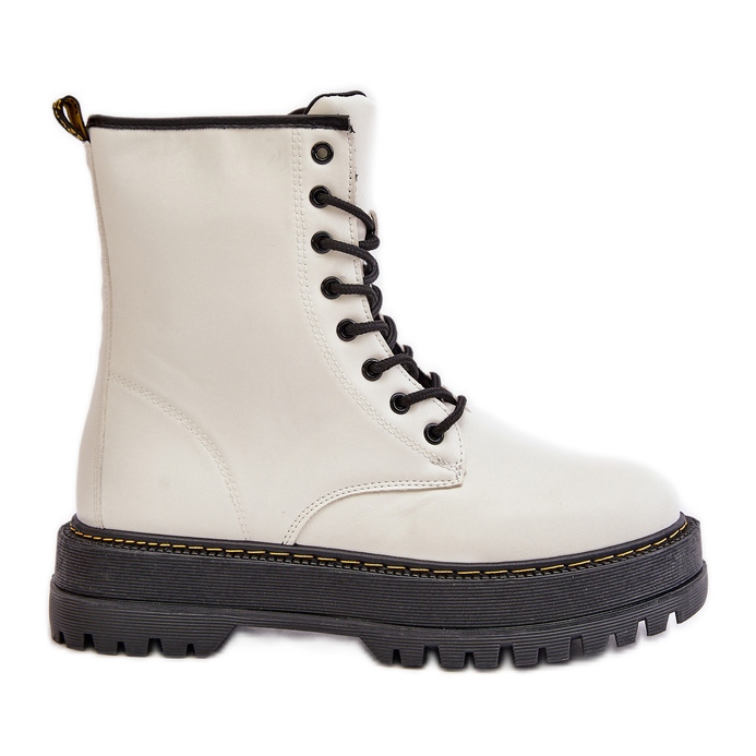 Zateplené pracovní boty z eko kůže se zipem, bílé Naleli bílý