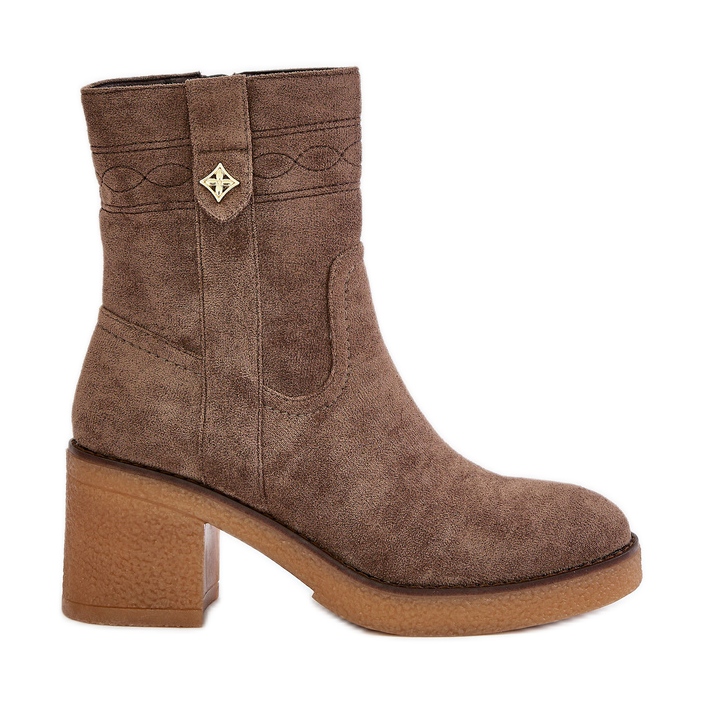 Zateplené dámské kozačky na vysokém podpatku, hnědé Vailia hnědý