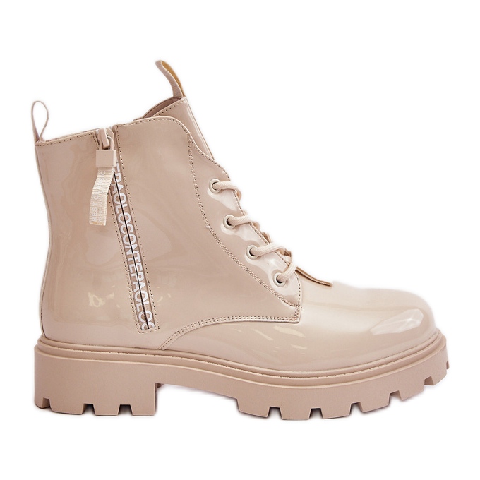 Dámské patentní boty, zateplené, s béžovými nápisy, Zinfreya Dámské patentní boty, zateplené, s béžovými nápisy, Zinfreya